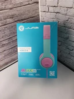 RHEA- Jbuddies Folding Gen 2 Kids Headphones Wired (Purple/Teal) Damaged Box - Thumbnail 1