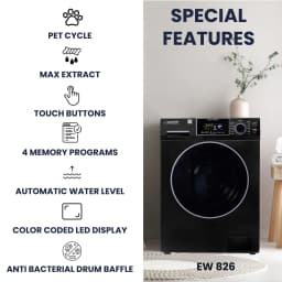 Equator 110V 1.6 cf Washer w/ Pet Cycle & 110V 3.5cf Vented Digital Sensor Dryer in Black - Thumbnail 3