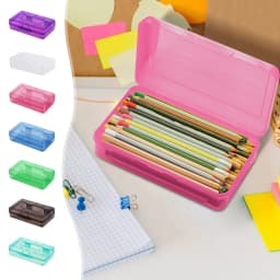 UALSRZL Extra Large Pencil Box, Clear Plastic Pencil Case with Snap Lid, Stackable Organizer for Pens, Markers, Crayons, Stickers & Supplies, Black - Thumbnail 7