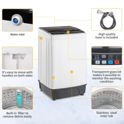 BAYUELSWU Portable Washing Machine 17.6lbs Full-Automatic Washing Machine, Apartment Washing Machine 10 programs 8 Water Level Selections with Led - Thumbnail 3