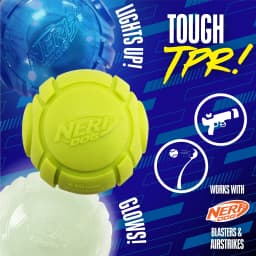 Nerf Dog Launcher Ball 3-Pack with 1 Solid Tuff, 1 Glow Ball & 1 LED Ball, 2.5 inch - Thumbnail 2