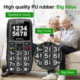 artfone 4G Volte Big Button Cell Phone Unlocked for Seniors Big Buttons LTE Phone for Elderly & Kids, Clear Sound, SOS Button, Convenient USB-C & Charging Dock, Talking Numbers, Black - Thumbnail 2