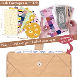Money Saving Binder with Cash Envelopes, Including Zipper PVC Pockets, Cash Envelopes, Stickers and Pen - Thumbnail 3