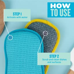 E-Cloth Washing Up Pad Non-scratch Kitchen Dish Scrubber Microfiber Sponge, Blue, 4 Pack - Thumbnail 3