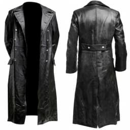 Men's Long Leather Jacket Fall And Winter Leather Jacket Solid Color Long-sleeved Motorcycle Slim Leather Jacket - Thumbnail 1