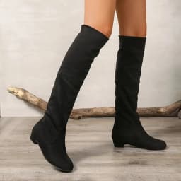 Mepaouo Women's Slouchy Knee High Boots Wide Calf Pull On Flat Boot Suede Fall Weather Winter Shoes - Thumbnail 3