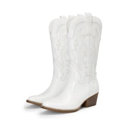 DREAM PAIRS Botas Vaqueras Occidentales para Mujer Punta Cuadrada Bordadas Botines a Media Pantorrilla - Thumbnail 1