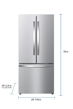 Kenmore 17.5 Cu. ft. Capacity Counter-Depth French Door Refrigerator and Freezer with Ice Maker, Stainless Steel - Thumbnail 3