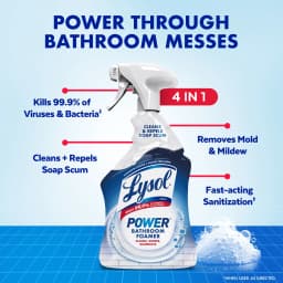 Lysol Power Foaming Bathroom Cleaner, Multipurpose Cleaner & Disinfectant Spray, Household Cleaning Supplies, for Bathtub, Tile, Sink & Shower, Zero - Thumbnail 2