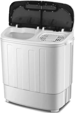 HomGarden 13lbs 2 in1 Compact Top-Load Washing Machine, Mini Twin Tub W/Wash & Spin Dry Cycle, White - Thumbnail 1