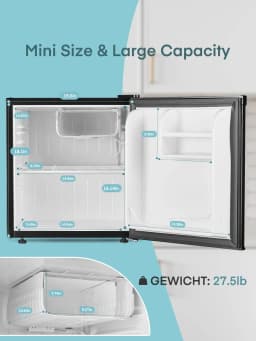 1.6 Cu. ft Fridge with Freezer for Bedroom, Refrigerator for Office, Black - Thumbnail 7