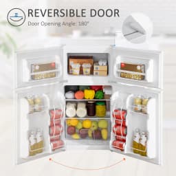 Kitchen Refrigerators Double Door Mini Fridge with Freezer, 3.2 Cu.Ft Compact Refrigerator with Adjustable Shelf, Adjustable Thermostat - Thumbnail 8