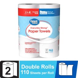 Great Value Everyday Strong Paper Towels, 2 Double Rolls - Thumbnail 1
