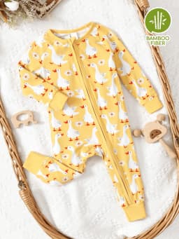 PatPat Baby Clothes Bamboo Viscose Zip Pajamas Snug Fit Newborn Infant Girls Boys Baby Gifts,0-3 Months - Thumbnail 1