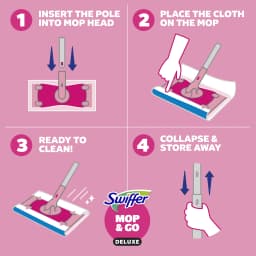 Swiffer Pink Limited Edition Mop & Go Deluxe, 2-in-1 Floor Mopping and Sweeping Kit, 1 Device, 6 Mop Refills, 2 Sweep Refills - Thumbnail 2