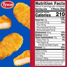 Tyson Frozen White Meat Chicken Nuggets, 29 oz, 11g Protein per Serving (Fully Cooked) - Thumbnail 8