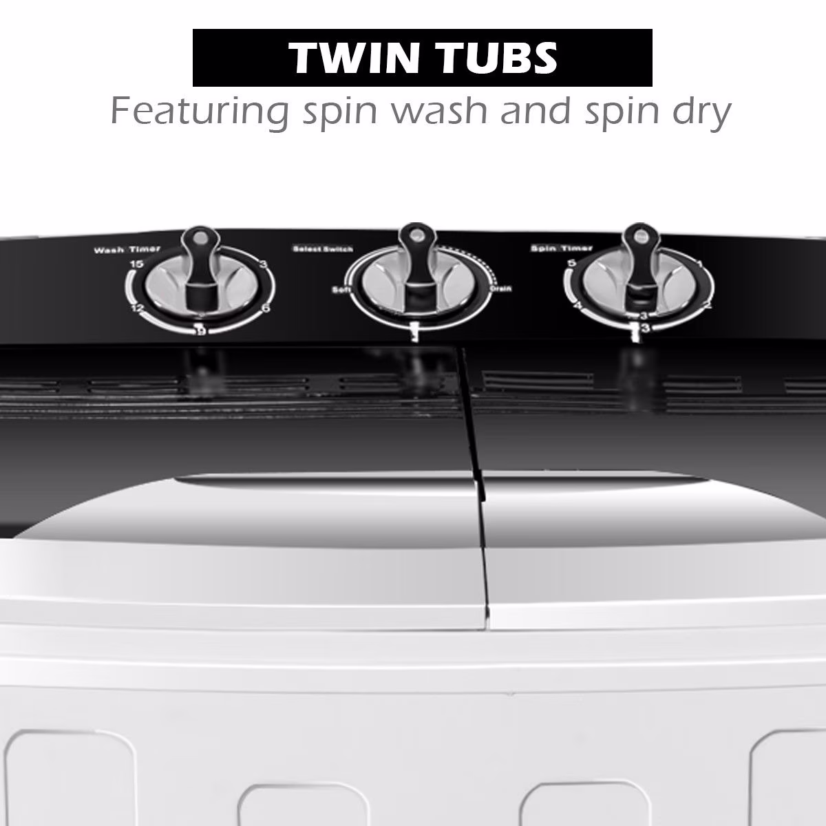 Gymax Compact Mini Twin Tub 8lbs Washing Machine Washer Spinner - Thumbnail 6
