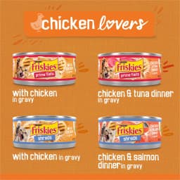 Purina Friskies Chicken Lovers Prime Filets & Shreds Wet Cat Food Variety Pack, 5.5 oz Cans (32 Pack) - Thumbnail 4