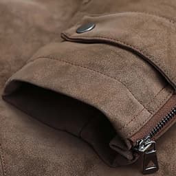Vintage Moto Jacket for Men Faux Leather Long Sleeve Biker Coat with Epaulet Shoulder Trendy Fall Winter Outwear Coffee L - Thumbnail 9