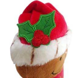 Vibrant Life Holiday Plush Dog Toy, Gingrbread Man with Santa Hat, Brown and Red, 11" - Thumbnail 8