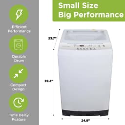 Hamilton Beach 3.0 Cu. ft. Top Load Portable Washer, Compact Washer with Stainless Steel Tub, 6 Wash Cycles, LED Display, White - Thumbnail 1