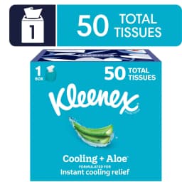 Kleenex Cooling + Aloe 2-Ply Cube Box Facial Tissues, 1 Pack (50 Total Tissues) - Thumbnail 1