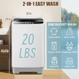 Veeboto Portable Washing Machine, Upgrade 20LBS Large Capacity Full Automatic Washing Machine, 2.8 Cu.ft Laundry Machine with 10 Programs and 8 Water - Thumbnail 2
