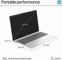 HP 15.6 inch FHD IPS Windows 11 Pro Laptop Intel Core i3-N305 16GB 512GB SSD Silver Lifetime Office - Thumbnail 5