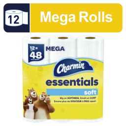 Charmin Essentials Soft Toilet Paper 12 Mega Rolls, 330 Sheets Per Roll - Thumbnail 1
