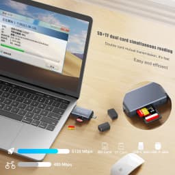 Jous 4-in-1 SD Card Reader, USB-C & USB 3.0 Simultaneous Read/Write Memory Adapter for Micro iPhone MacBook Pro, Laptop, PC - Thumbnail 5