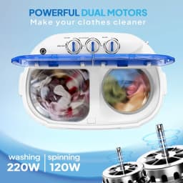 Matladin 11lbs Portable Washing Machine, Washer(7lbs) and Spinner(4lbs), Electric Mini Twin Tub Washer with Spin Dryer for Home Dorms Apartments - Thumbnail 6