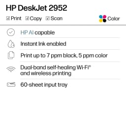 HP DeskJet 2952 Wireless All-in-One Color Inkjet Printer, 3 Months Free Instant Ink, Black - Thumbnail 2