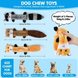 MASBRILL Squirrel Dog Squeaky Toys, 3PCS Crinkle Plush Dog Toys for Teething Chewing- No Stuffing&With Soft Squeaker , Best Birthday Gift For Puppy - Thumbnail 10
