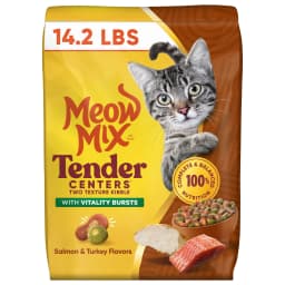 Meow Mix Tender Centers Vitality Bursts, Salmon & Turkey Flavor, Dry Cat Food, 14.2 lb. Bag - Thumbnail 1