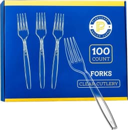 PLASTICPRO Disposable Plastic Forks Heavyweight Utensils Silverware, Clear, Pack - Thumbnail 1