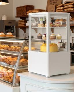 Upstreman Countertop Pastry Refrigerated Display Case, 2.0 Cu.Ft/56L Commercial Display Refrigerator 3-Tier Cake Fridge, CD20 White - Thumbnail 9