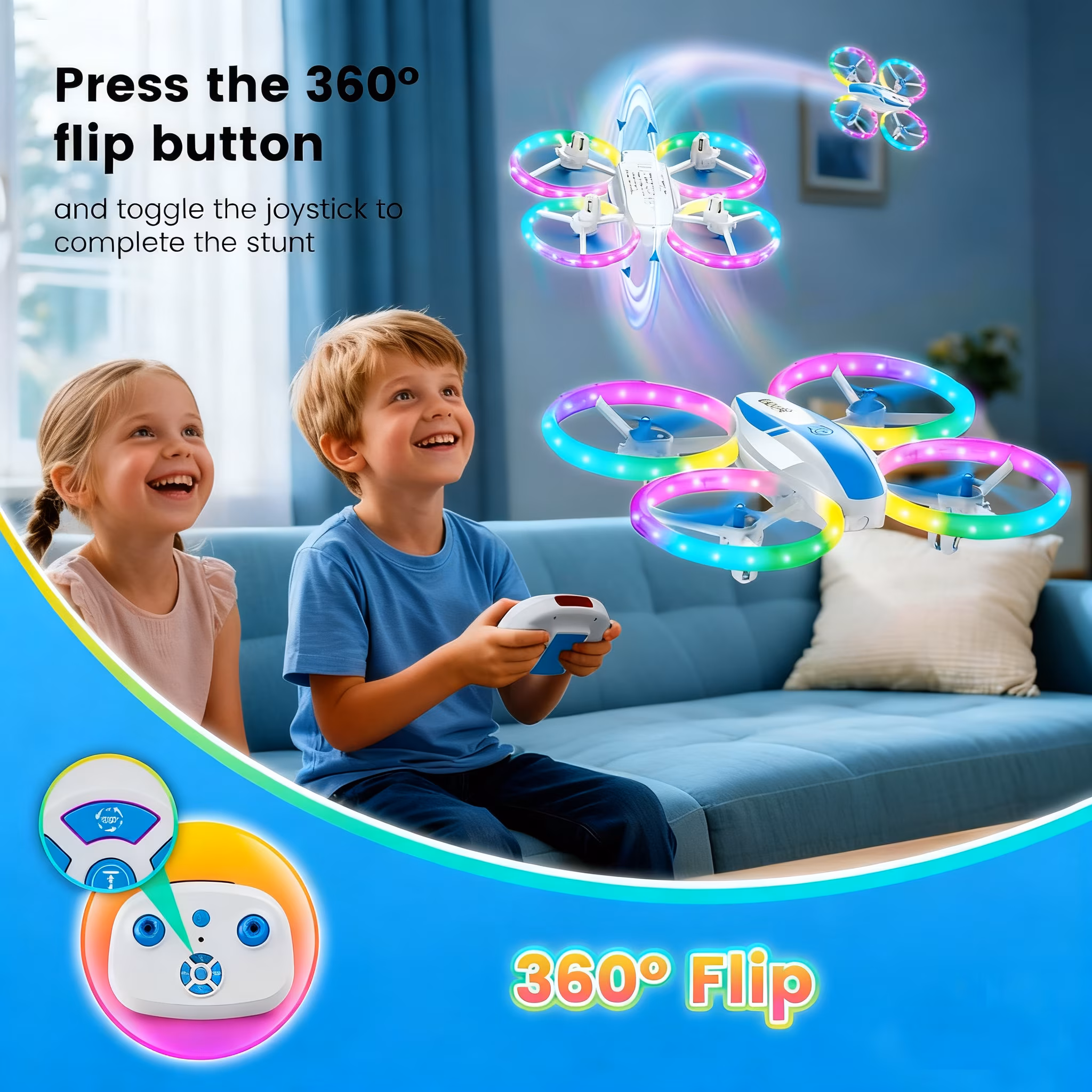 EACOPOL Kids Drone, Mini Drone, Beginner Drones with LED Lights for Kids, LED Remote Control Drone, Indoor Outdoor Mini Quadcopter Toy, Christmas - Thumbnail 8