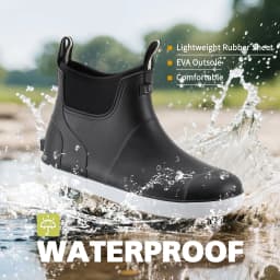 Lcamaw Women's Deck Boots, Waterproof Ankle Rain Boots with Anti-Slip Traction, Rubber Garden & Fishing Boots for Boating, Camping, Farming & Outdoor Work - Thumbnail 2