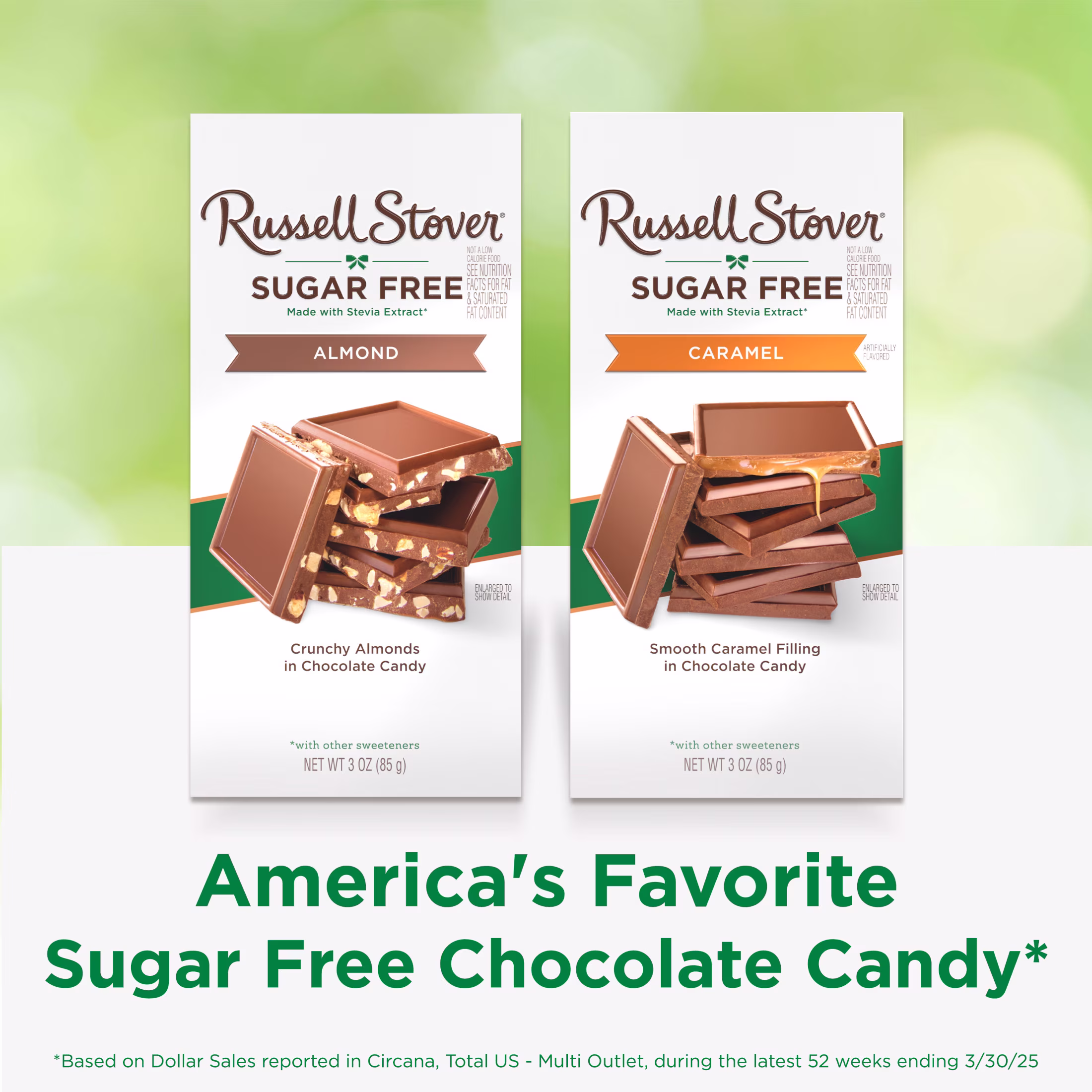 Russell Stover Sugar Free Caramel Bar with Stevia Smooth Caramel Filling in Chocolate Candy, 3 oz. Bar - Thumbnail 5