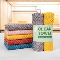 Vxdvou Fine Fiber Microfiber Cleaning Cloth, Absorbent Dishwashing Towel for Glass & Kitchen Cleaning, Soft and Durable Scrubbing Pad, Multi-Purpose - Thumbnail 1