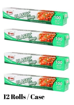 Ri-Pac Plastic Cling Wrap 12 IN x 100 Sqft. Roll - 12 Premium Rolls - Thumbnail 2