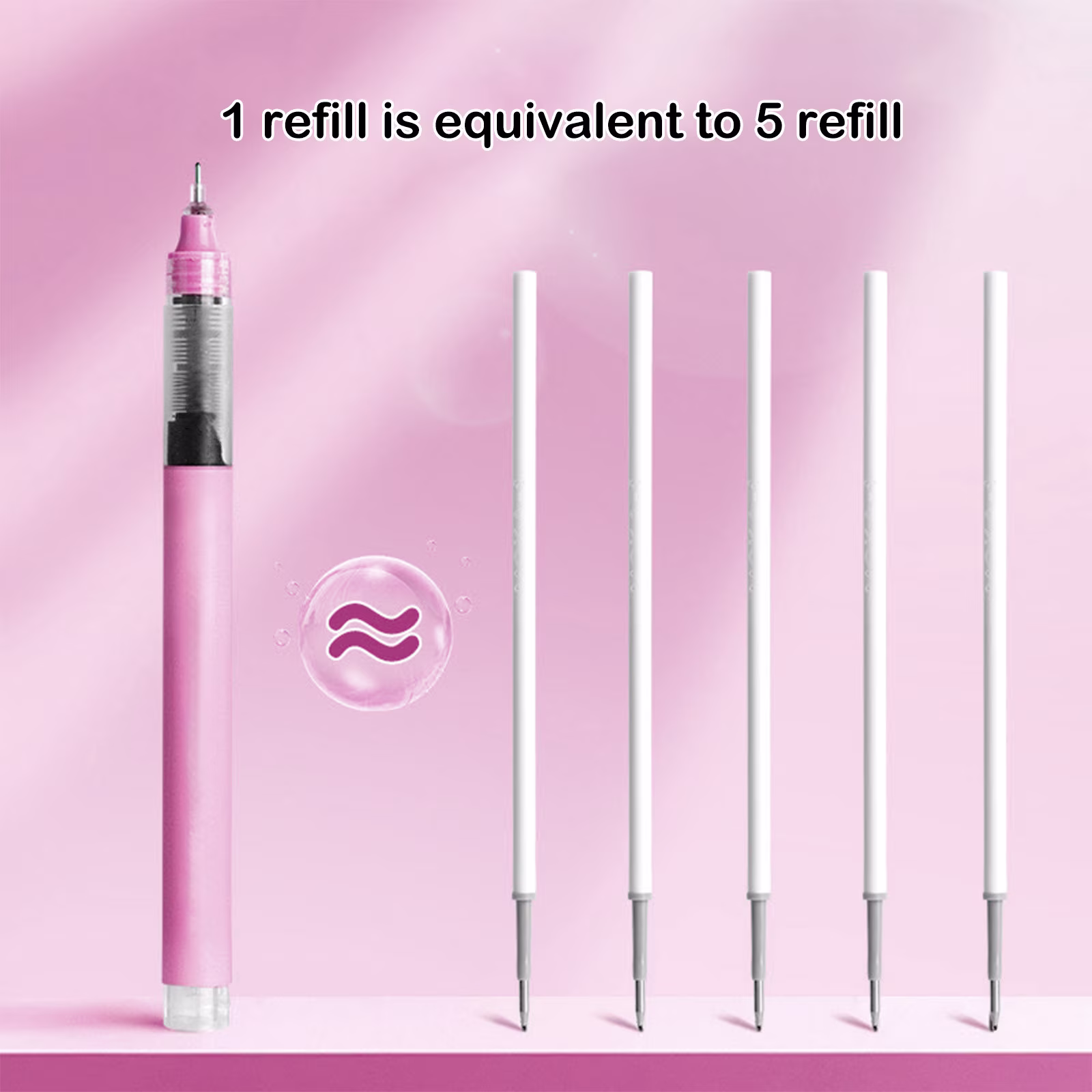 Under 1$ Dollar Straight Liquid Ballpoint Pen Sign Pen, 0.5mm High Capacity Black Ink Water Pen, Fast Drying Exam Writing Pens,Pink - Thumbnail 7