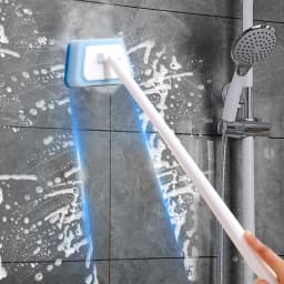 Hovilon Bathtub Scrubber with Long Handle，23'' Tub Tile Scrubber Brush Non Scratch Cleaning Brush Replaceable Scouring Pad for Shower Floor Wall Sink - Thumbnail 1