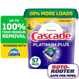 Cascade Platinum Plus Dishwasher Pods, Lemon, 57 Count - Thumbnail 1