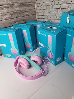 RHEA- Jbuddies Folding Gen 2 Kids Headphones Wired (Purple/Teal) Damaged Box - Thumbnail 5