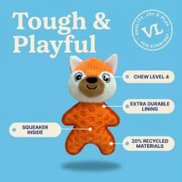 Vibrant Life Orange Fox Plush Dog Toy with Squeaker, Chew Level 4 - Thumbnail 5