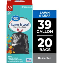 (6 pack) Great Value 39 gal Drawstring Lawn & Leaf Trash Bags, 20 Bags - Thumbnail 2