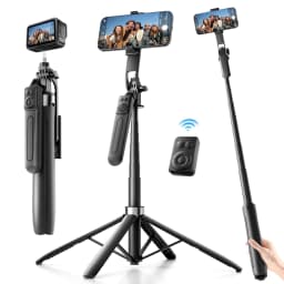 Tripod for iPhone, Phone Tripod & Selfie Stick for iPhone with Remote, 71" Extendable Portable Phone Tripod Stand, 360° Rotating Cell Phone Holder - Thumbnail 1