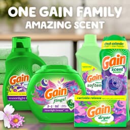 Gain Laundry Detergent Liquid with Odor Fighters, Moonlight Breeze Scent, 154 fl oz, 107 Loads - Thumbnail 5
