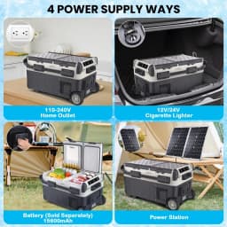 42QT/53QT Dual Zone Portable Car Refrigerator – Fast Cooling Electric Cooler with Wireless App Control, Charging Panel & Wheels – Perfect for Cars - Thumbnail 8